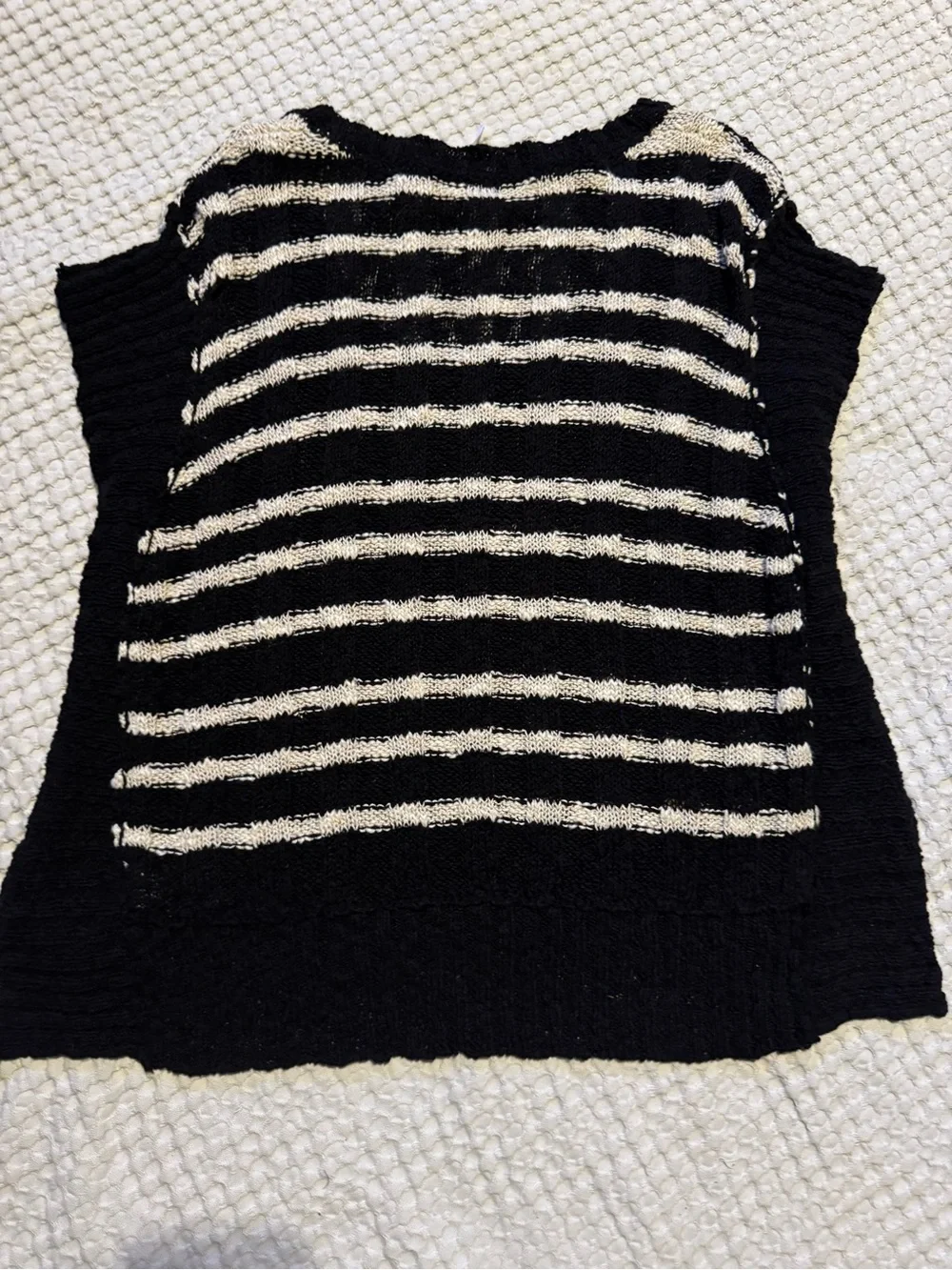 Free People Black & Cream Striped Knit Top